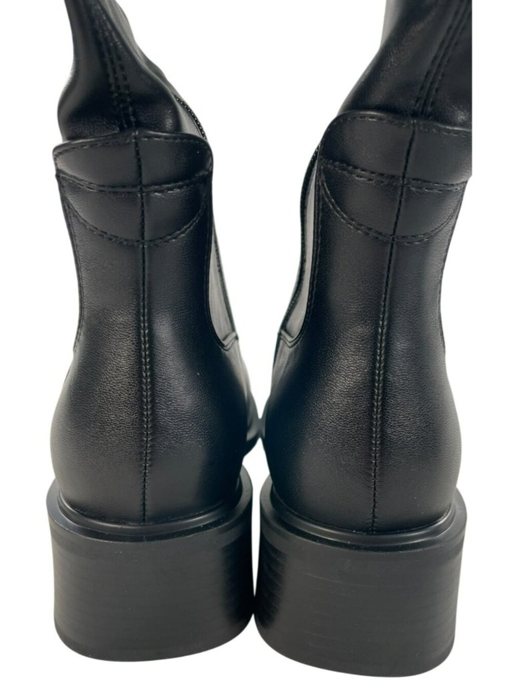QIY Knee High Black Leather Riding Boots Block Side Zipper Women's Size 9 NEW - Picture 4 of 9